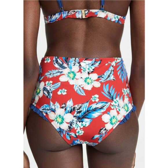 Diane von Furstenberg - “Cheeky Ruffle Bikini” High-Waist - Est Size XS/0, Red - Picture 3 of 16